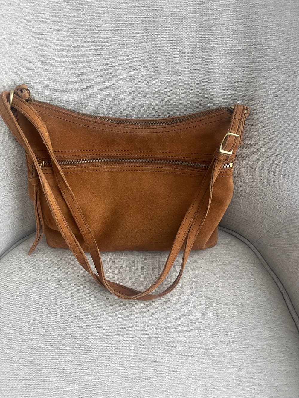 Margot New York Tan Suede Hobo Bag